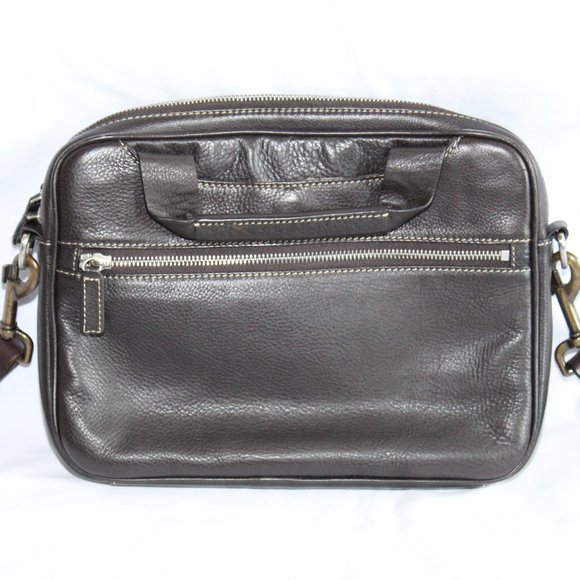 Levenger Brown Leather Multi-Use Messenger Crossbody Bag Organizer 11.5"x9" - Picture 4 of 16